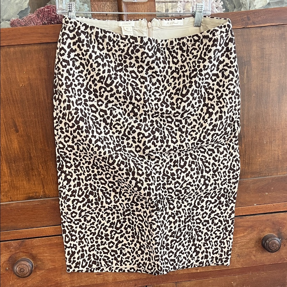 J. Crew Leopard Print Pencil Skirt in Beige and Black